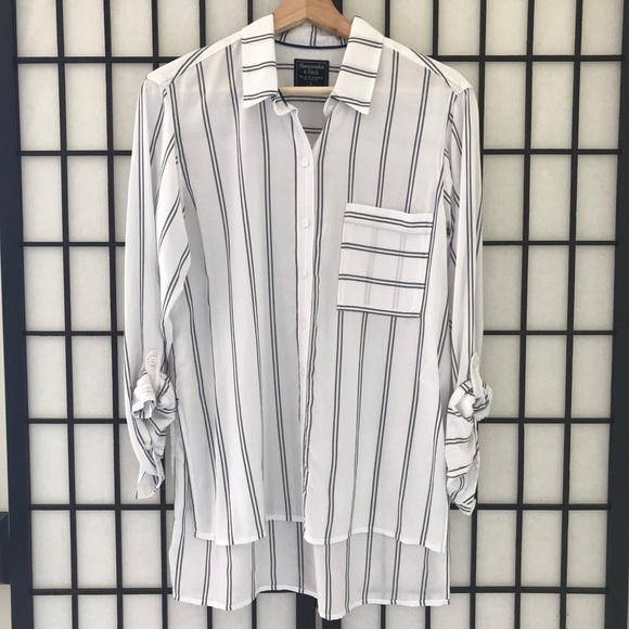 Abercrombie & Fitch Tops - A&F Striped Slim Boyfriend Shirt